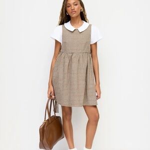 Cider Brown Plaid Dress with Side Ties